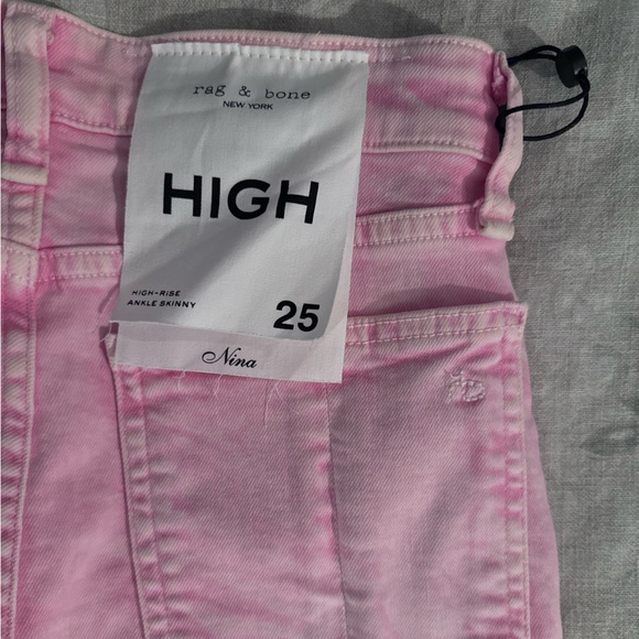 NWT rag & bone nina high rise ankle skinny, marbled pink, size 25 - Picture 3 of 4